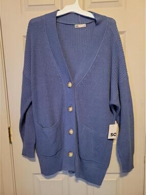 SO Junior XL Blue Boyfriend Cardigan Sweater